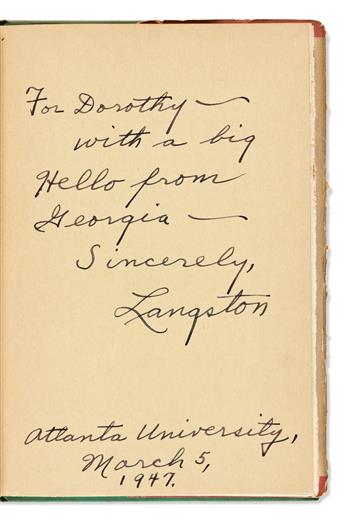 HUGHES, LANGSTON. Two books, each Signed and Inscribed on the front free endpaper: Fields of Wonder * First Book of Rhythms.